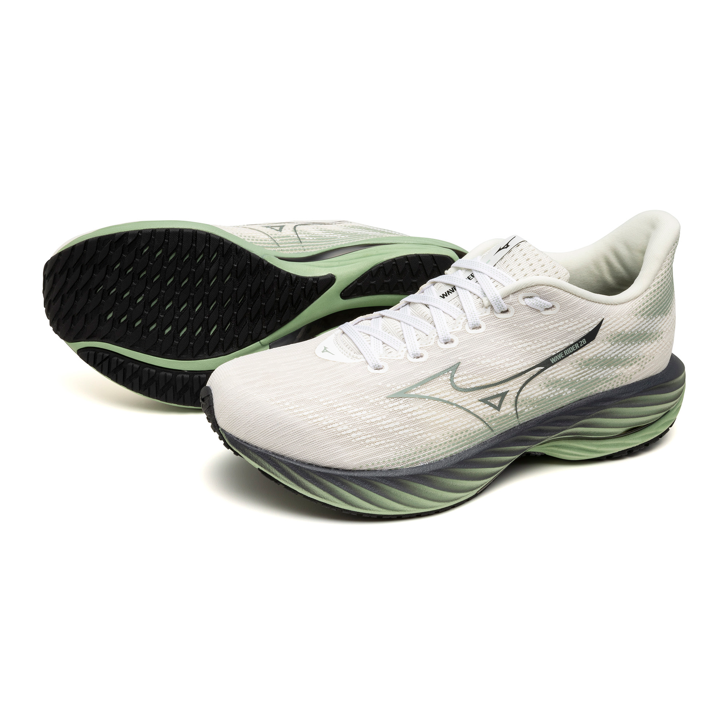 WAVE RIDER 28 Men's - Mizuno Snow White/Frosty Green/Black Sand (NEW)